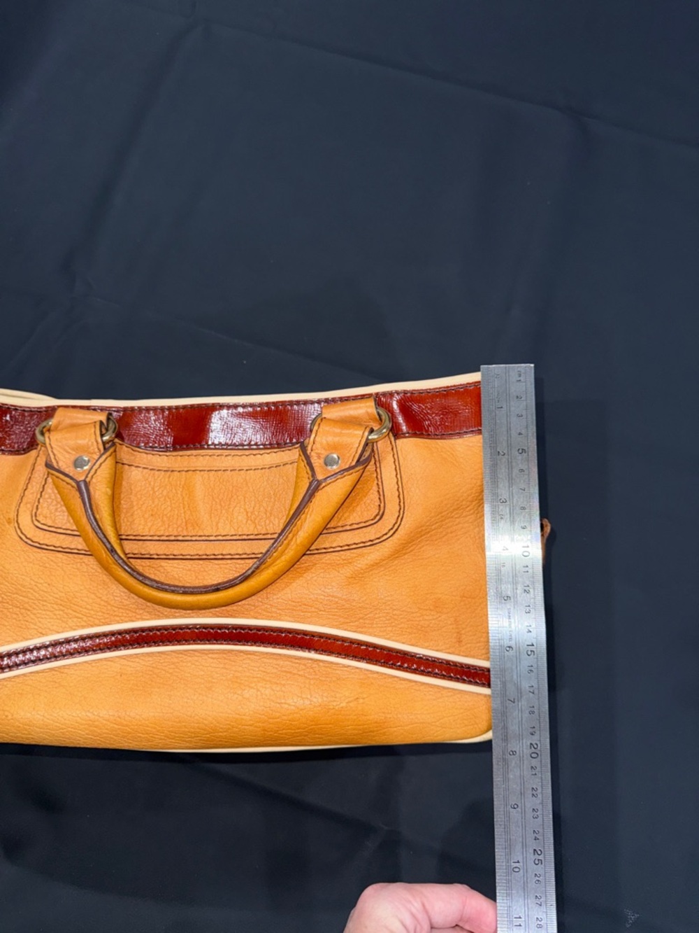Celine Two-Tone Tan & Brown Leather Satchel - Picture 9 of 15